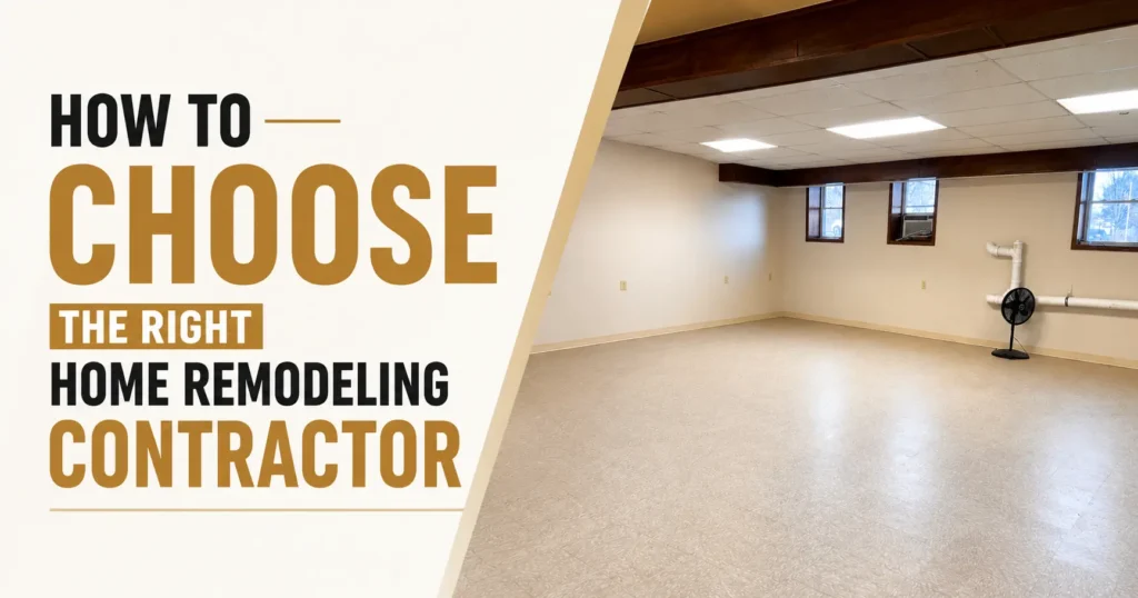 spacious finished basement renovated by PHS Construction LLC, showcasing professional home remodeling contractor services.