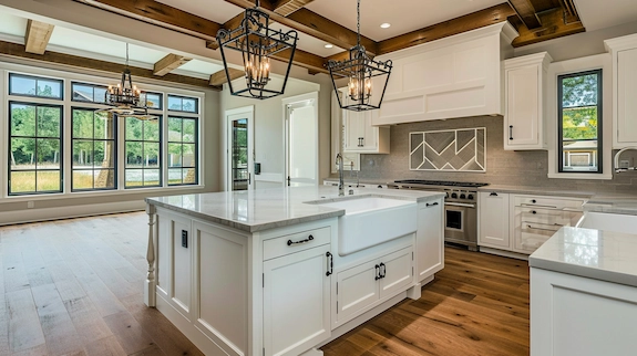 Modern kitchen remodeling with custom cabinets and large center island