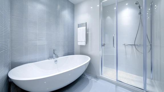 Tub To Shower Conversion featuring a modern glass-enclosed walk-in shower