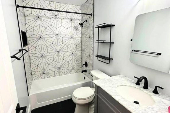 Modern bathroom remodeled by a contractor in Hamilton, NJ
