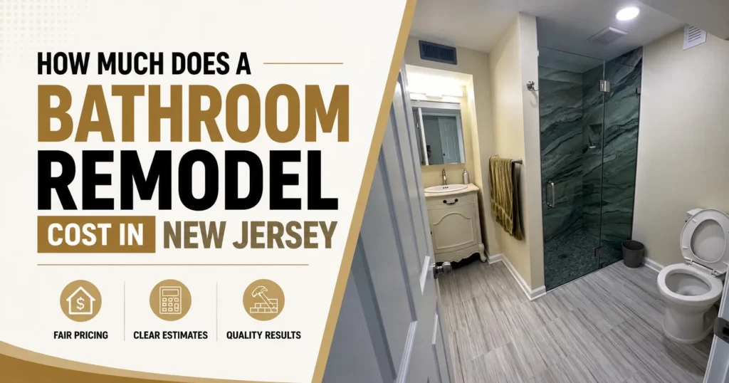 Bathroom remodeling cost in New Jersey with modern shower, vanity, and tile renovation by PHS Construction LLC