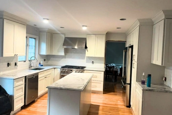 Modern kitchen remodel with custom cabinets and island in Florence, NJ
